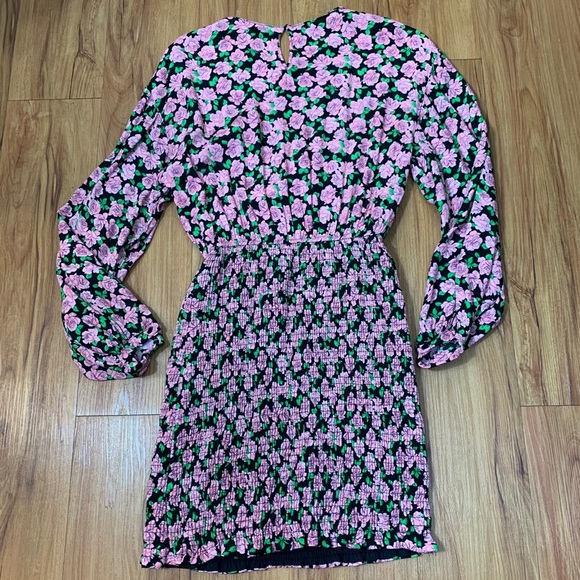 Zara Floral Print Elastic Skirt Long-sleeve Dress - Picture 7 of 14